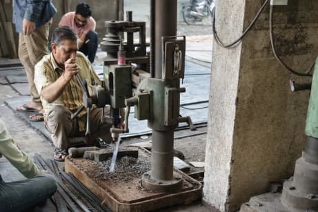 Precision drilling work for safe fabrication inside the Jay Safe Gujarat factory